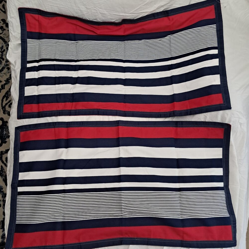 IZOD Red Blue White Varisty Stripe Sham's King Size